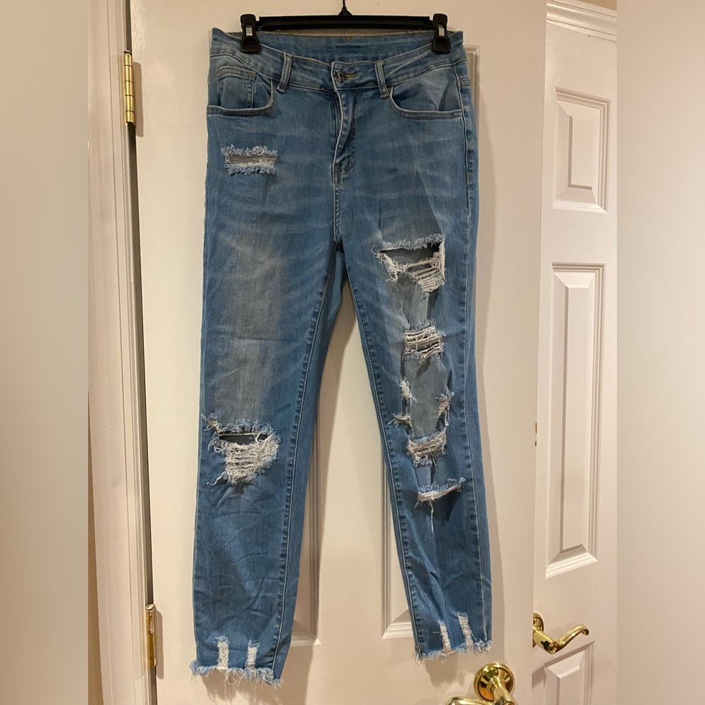 Light blue stretch denim jeans size medium